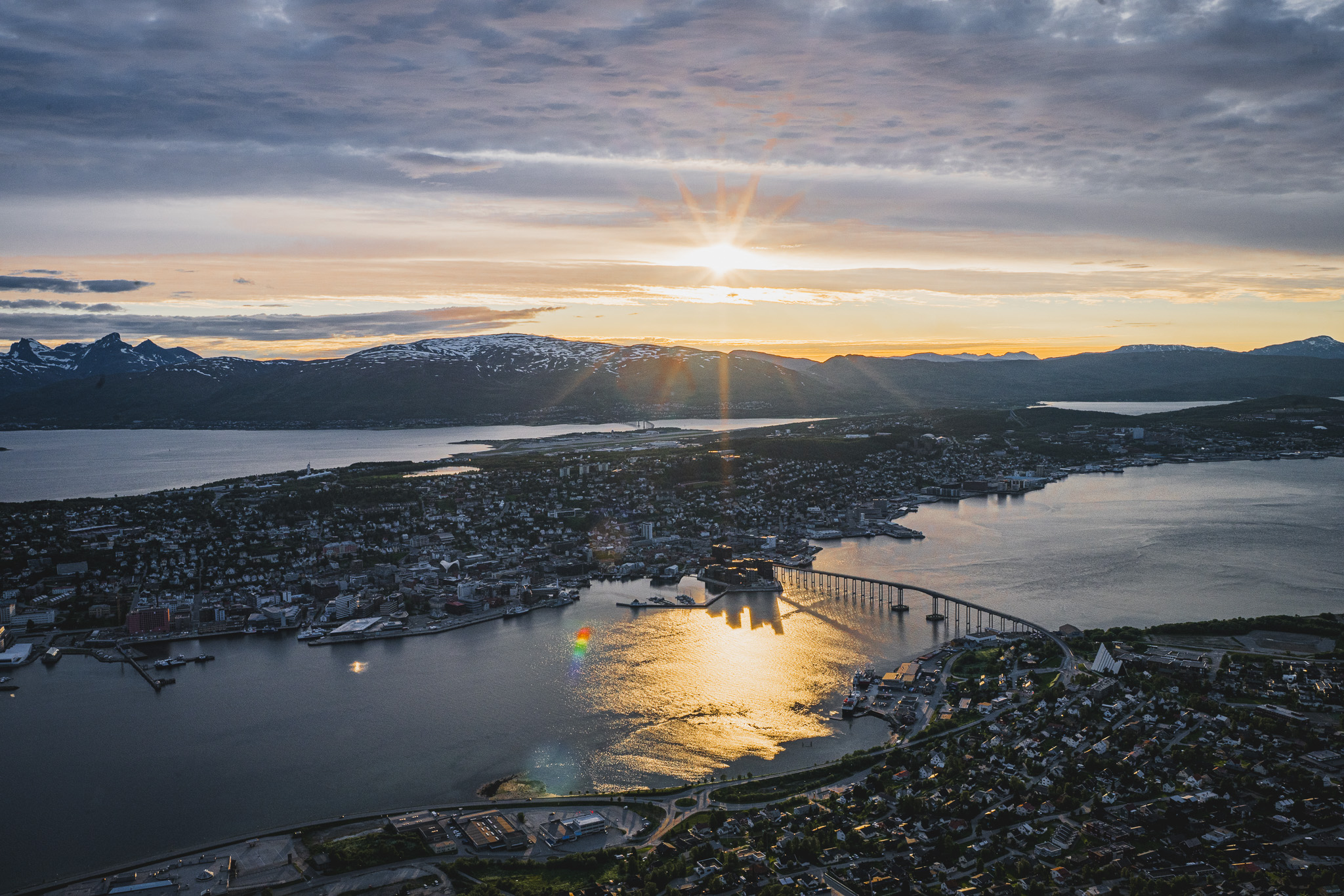 Midnight sun over Tromsø, Norway