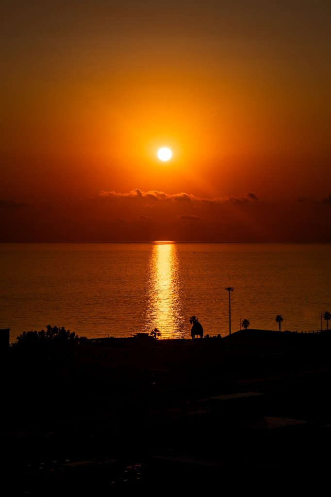 Paola sunset over the sea, Calabria