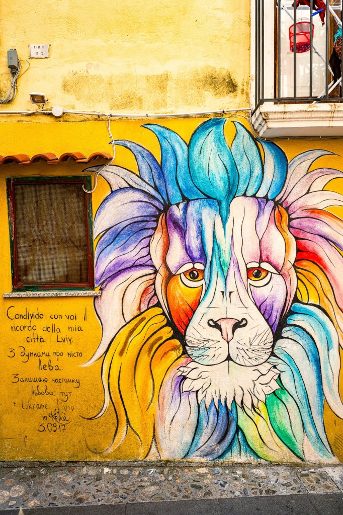 Diamante rainbow lion mural, Calabria